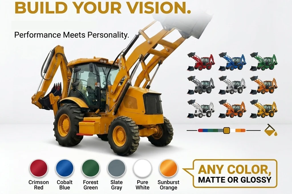 LANDNEO Diesel Backhoe Loader 4 Wheels Optional YUCHAI CUMMINS EURO3 EURO5 Engine 75KW Motor