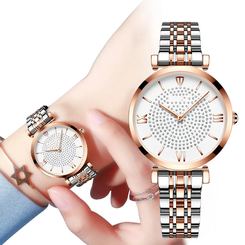 Duoya Marca De Lujo Reloj Mujeres Oro Ojos Moda Cristal Duoya Marca De Lujo Reloj Mujeres Oro Ojos Moda Cristal