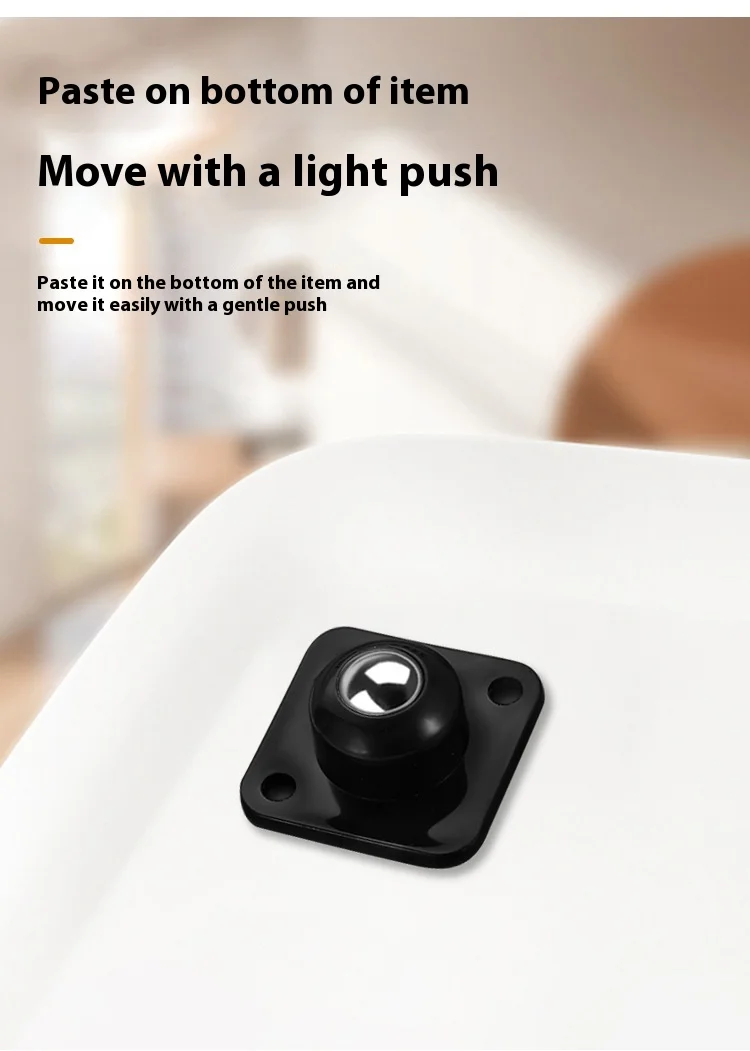 Modern Single Steel Ball Furniture Base Silent Mobile Punching Rotating Pulley Universal Adhesive Plastic Brake Small Wheel
