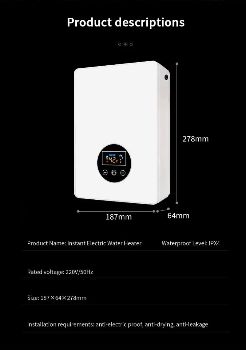 3.5kw Bathroom Portable Smart Hot Water System Shower Instant Electric ...