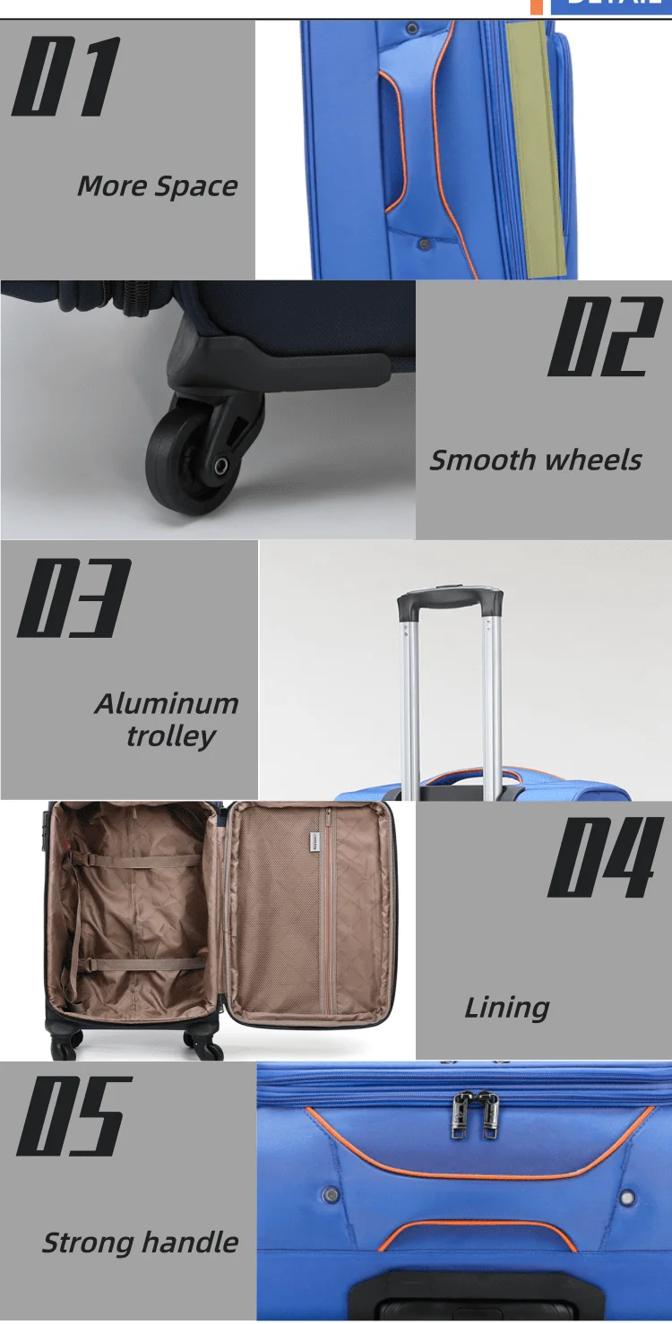 Nylon Carry-On Travel Trolley Bags Luggage Suitcases Set 3 Pcs Maletas De Viaje
