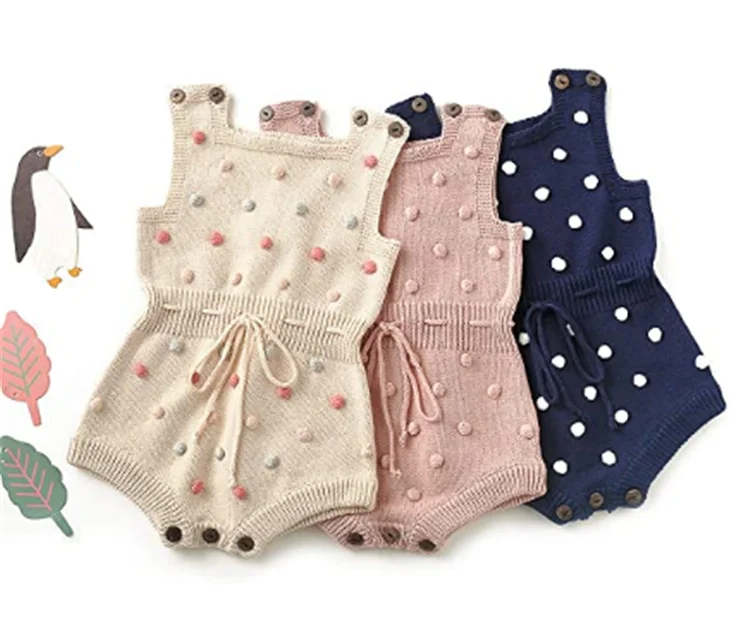 
Kids Baby Girl Knit Pompoms Romper Sleeveless Baby Sweater Clothes 