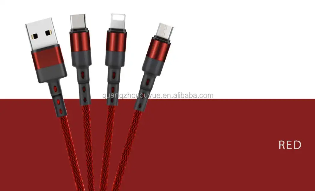 3 In 1 Micro USB Type C Multi Charger Cable for Xiaomi Samsung Mobile Phone 8-PIN USB Cord USB-C Charging Cable - ANKUX.COM