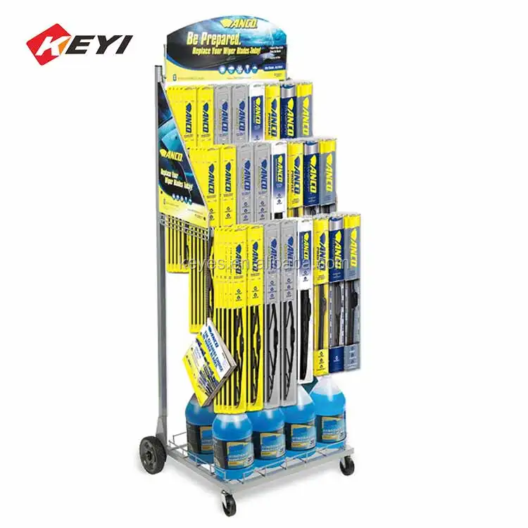 Customized Retail Shop Floor Wiper Blade Display Stand Metal Hanging