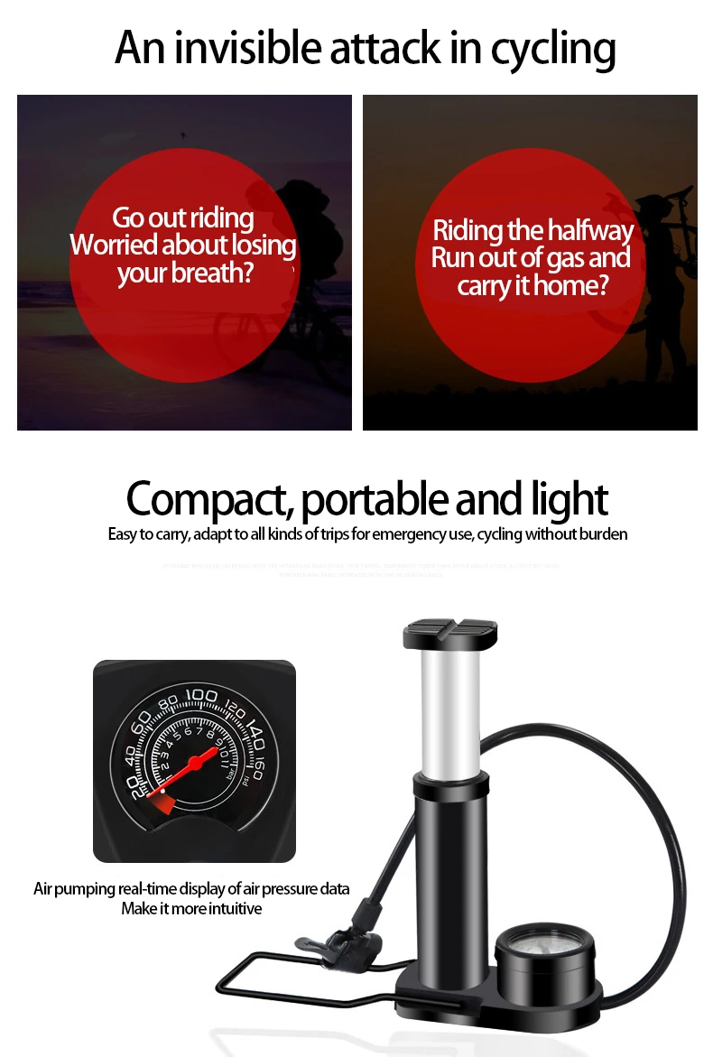 Pedal high pressure portable tire inflator,Bicycle Tyre Inflator,Car motorcycle Tire Air Pump