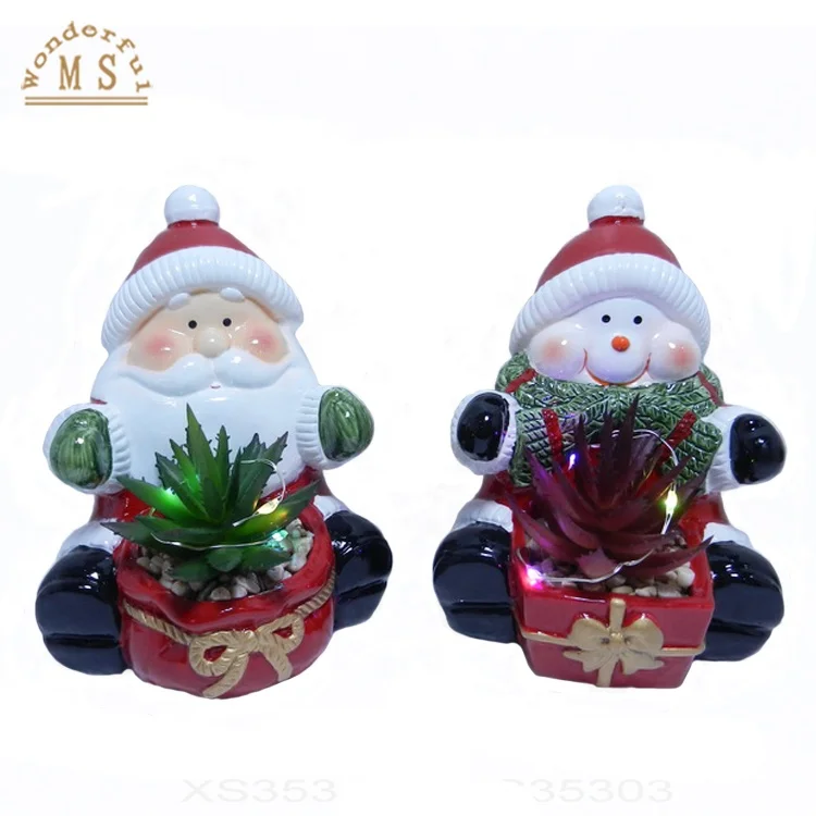 New Hand Printed Mini Terracotta Flower Pot with Artificial succulent Flower for Christmas Promotion Gift Party Decoration