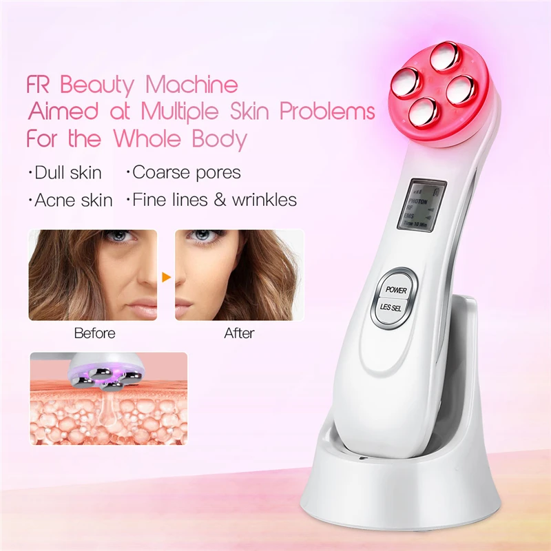 Korean Beauty Facial Skin Care Machine Vibrating Ems Rf Led Face