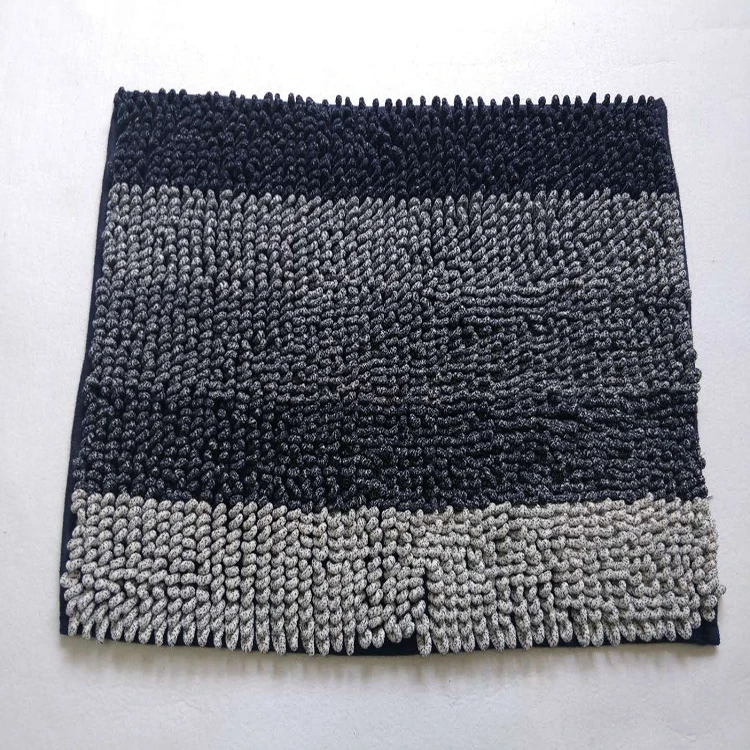 Microfibre Bathroom Mat With SEBS Anti-Slip Backing Shaggy Big Loop Chenille Mat