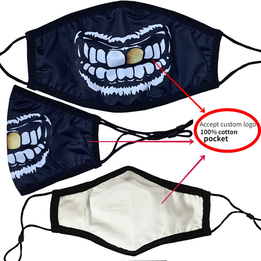 
Custom Logo NFL Printed Adjustable Earloop FaceMas k for Anti-Dust MouthMas k 