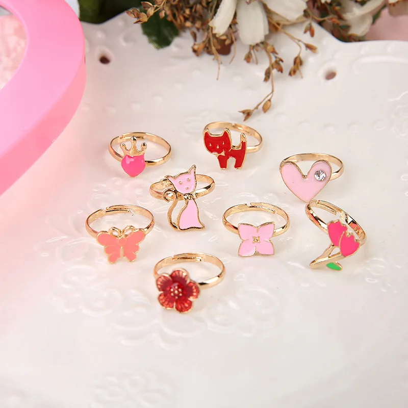 2X Adjustable Kids Sweet Alloy Rings Children Costume Jewelry Toy~Gift FL 