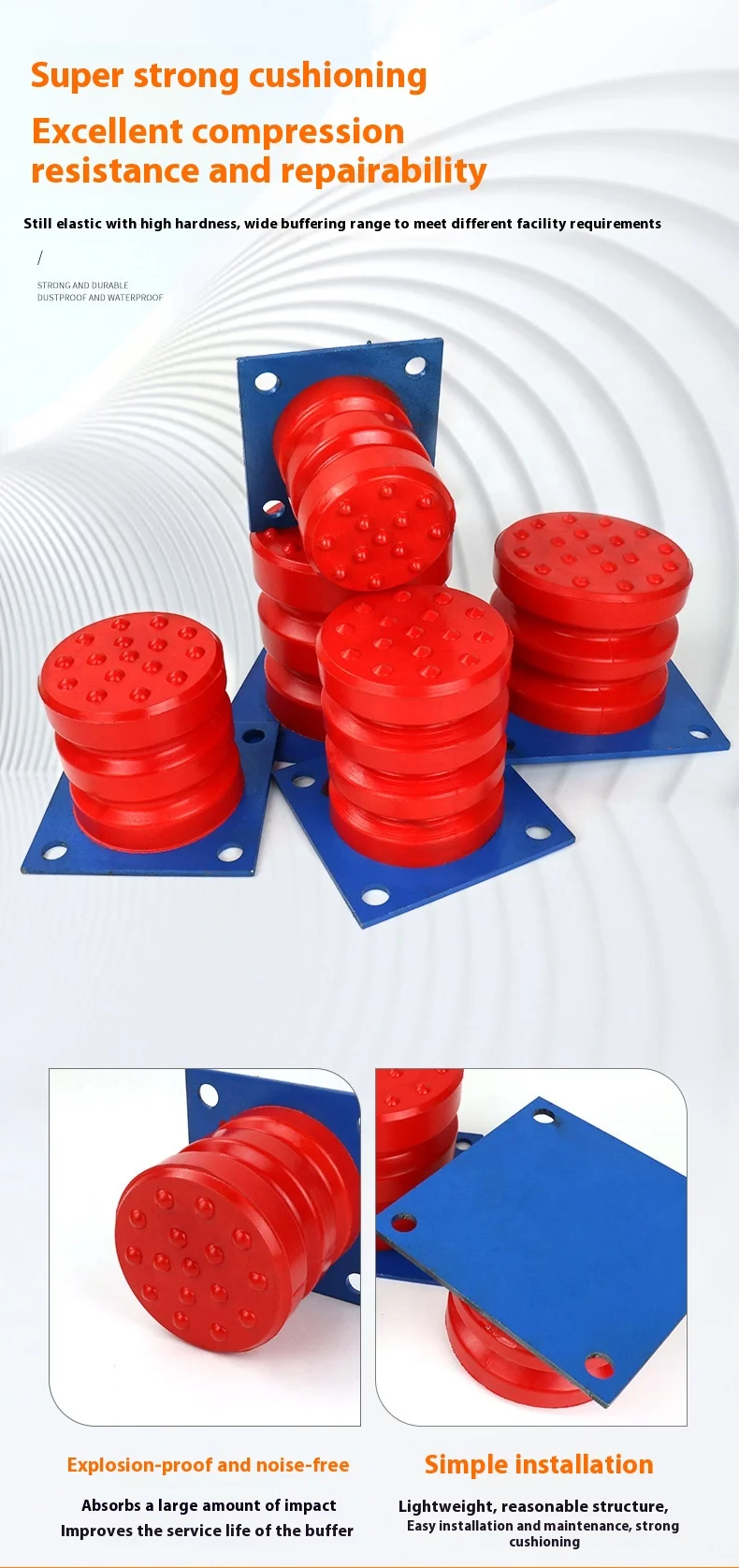 JHQ-C End Beam/Bumper Cushion Anti-Collision Rubber Block Polyurethane Buffer Elevator for Construction Machinery Parts