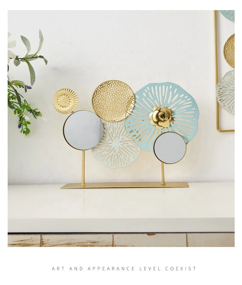 Luxury Metal Wall Decor With Frame And Mirror Creative Wall Art Desktop