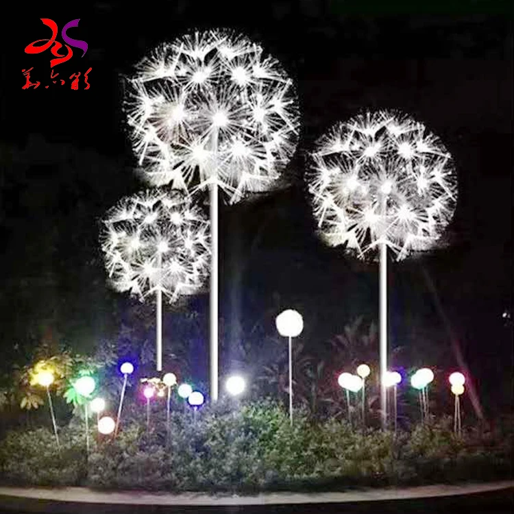 Huayicai Outdoor home & garden festival decoration landscape led fiber optic dandelion flower lights