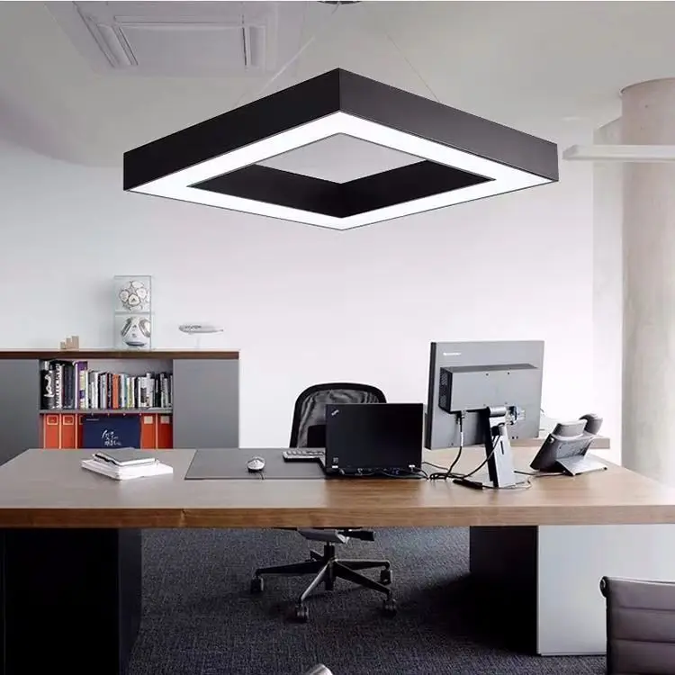 product led office square chandelier for meeting rooms gyms shopping malls ceiling lamp with modeling light-19