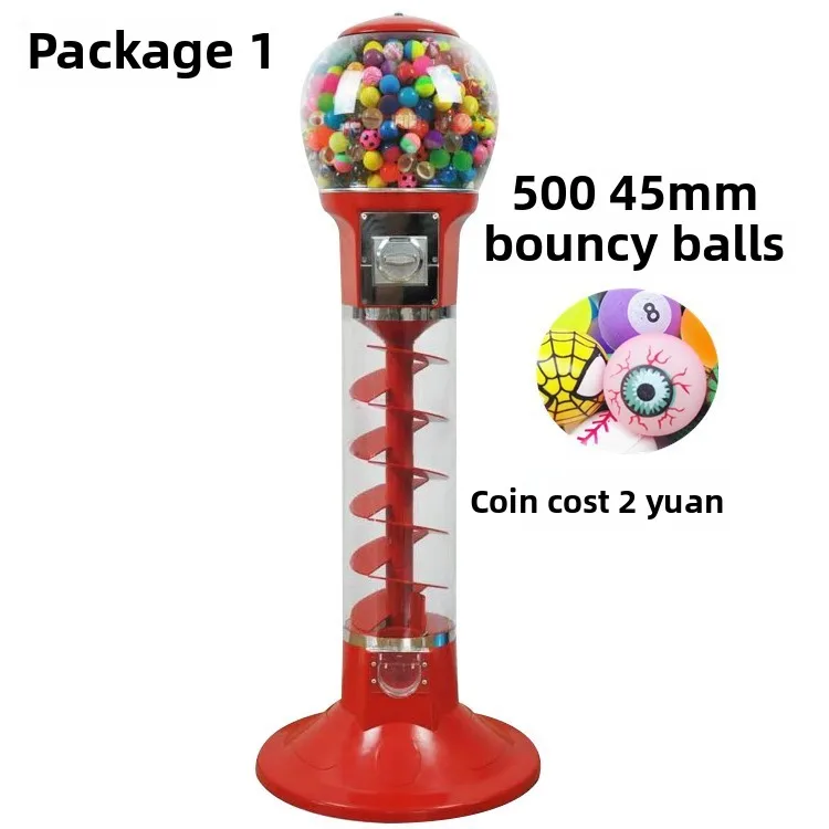 Supermarket Self-Servicing Elastic Ball Capsule Toy 45 Capsule Spiral Machine One Yuan Two Yuan Coin System Metal One Small Shop