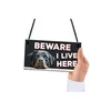 XLD Store Beware I Live Here Rottweiler Hanging Outdoor Dog Warning Sign Gate Security PVC