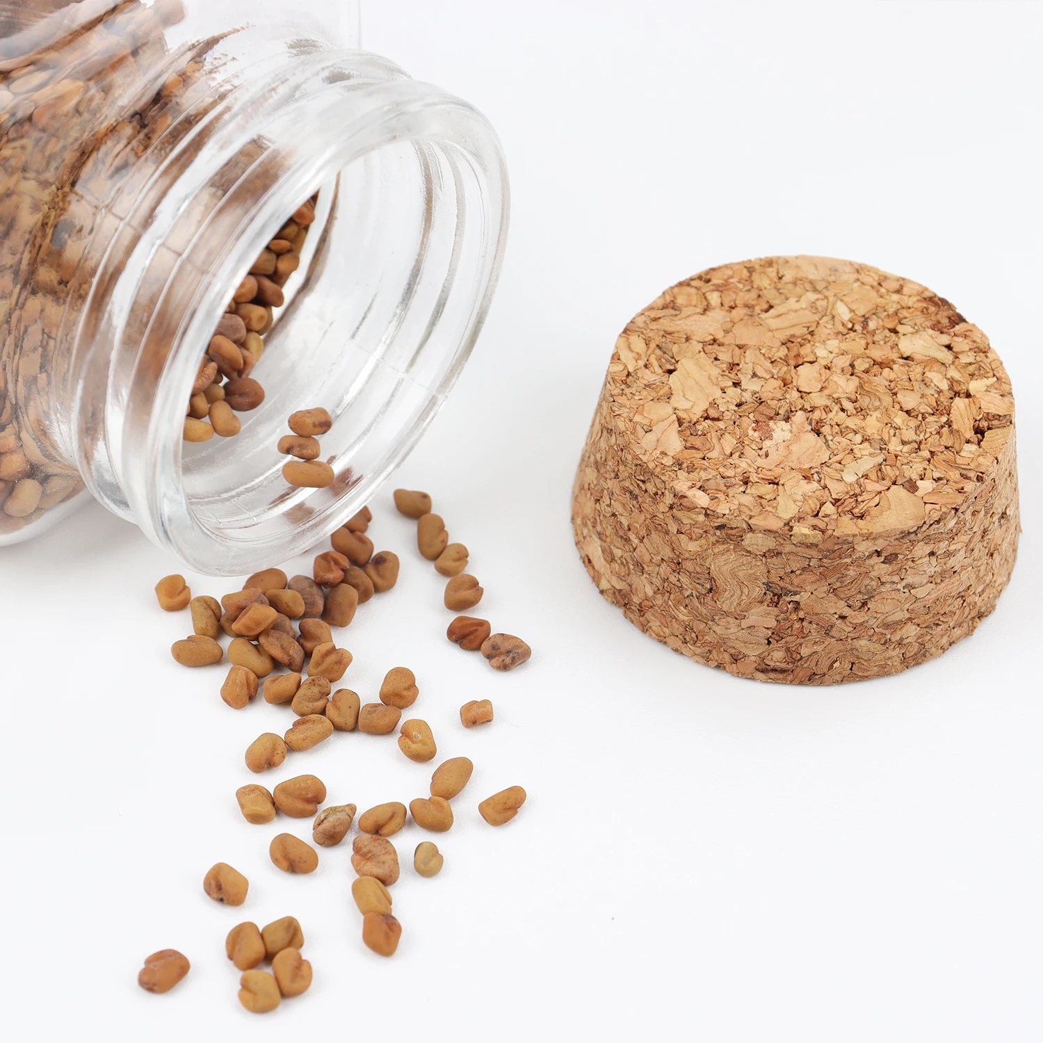 3oz 5oz 8oz Small Square Spice Glass Jar With Cork Lid Wood Stopper