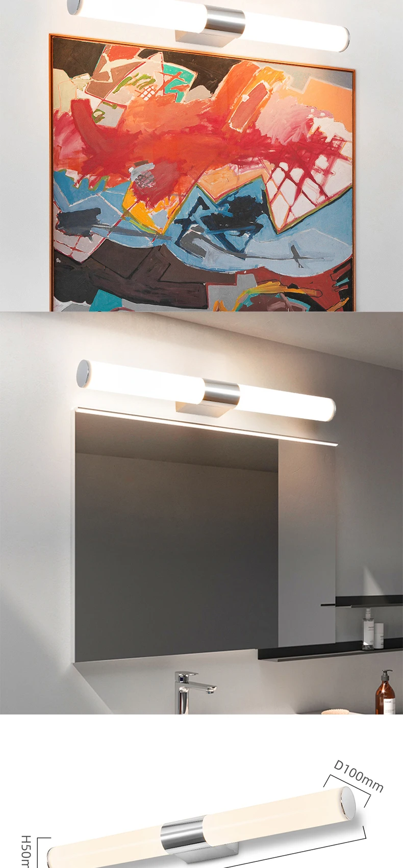 Vanity Bathroom Light Chrome Front Lamp LED Mirror Light Makeup Waterproof 6W Wall Lamp Modern Hotel Wall Lighting Fixture