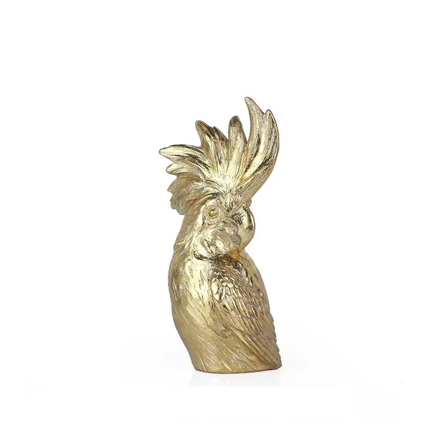 Luxury Resin Animal Decor Artifical Goldleaf Parrot Objects Table Top Decor SCULPTURE Home Decoration Gold CF1190098-D41 Shine D factory