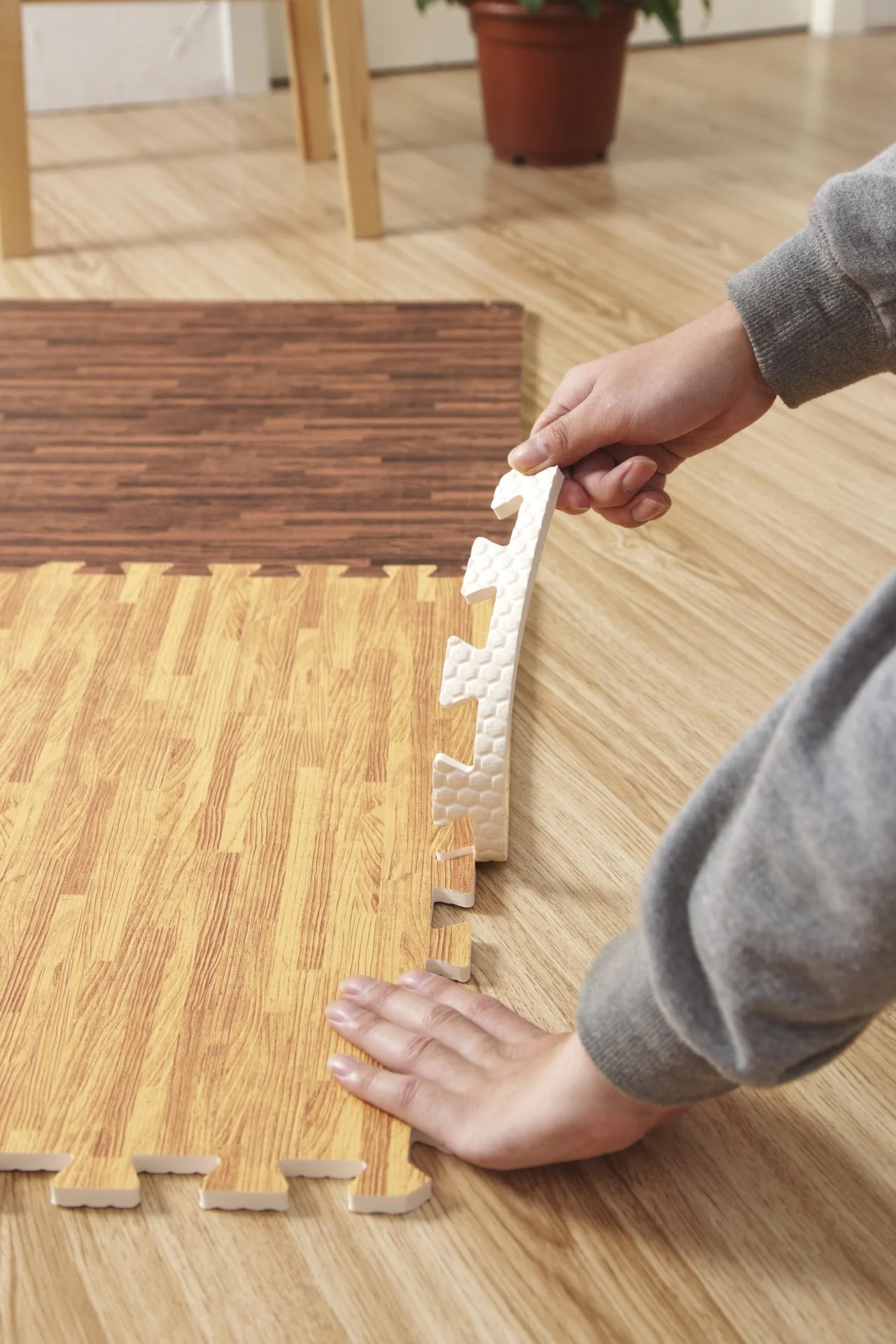 Eva Rompecabezas De Madera Grano Antideslizante De Espuma Esteras Para