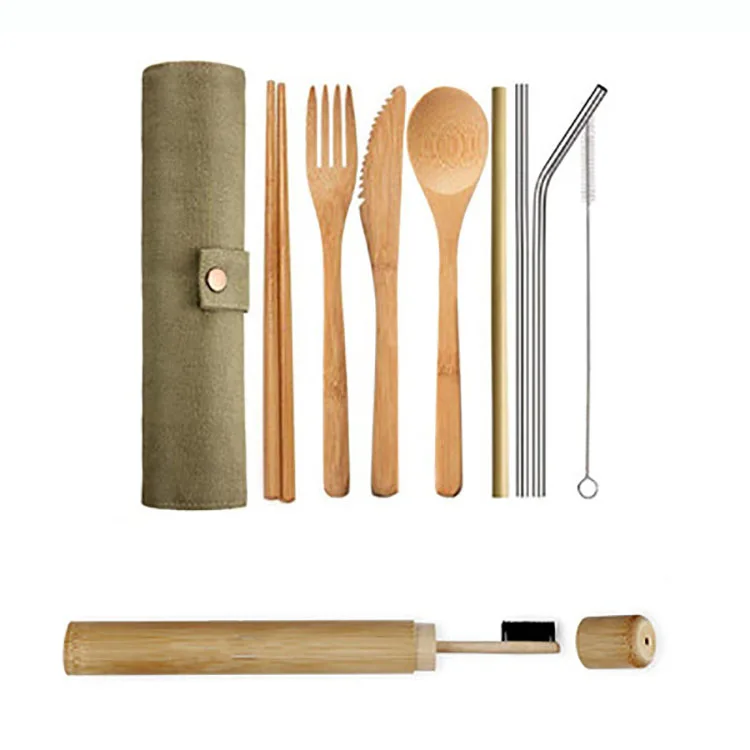 High Quality Flatware Sets Reusable Bamboo Camping Tableware Cutlery Set,Luxury Chinese Style