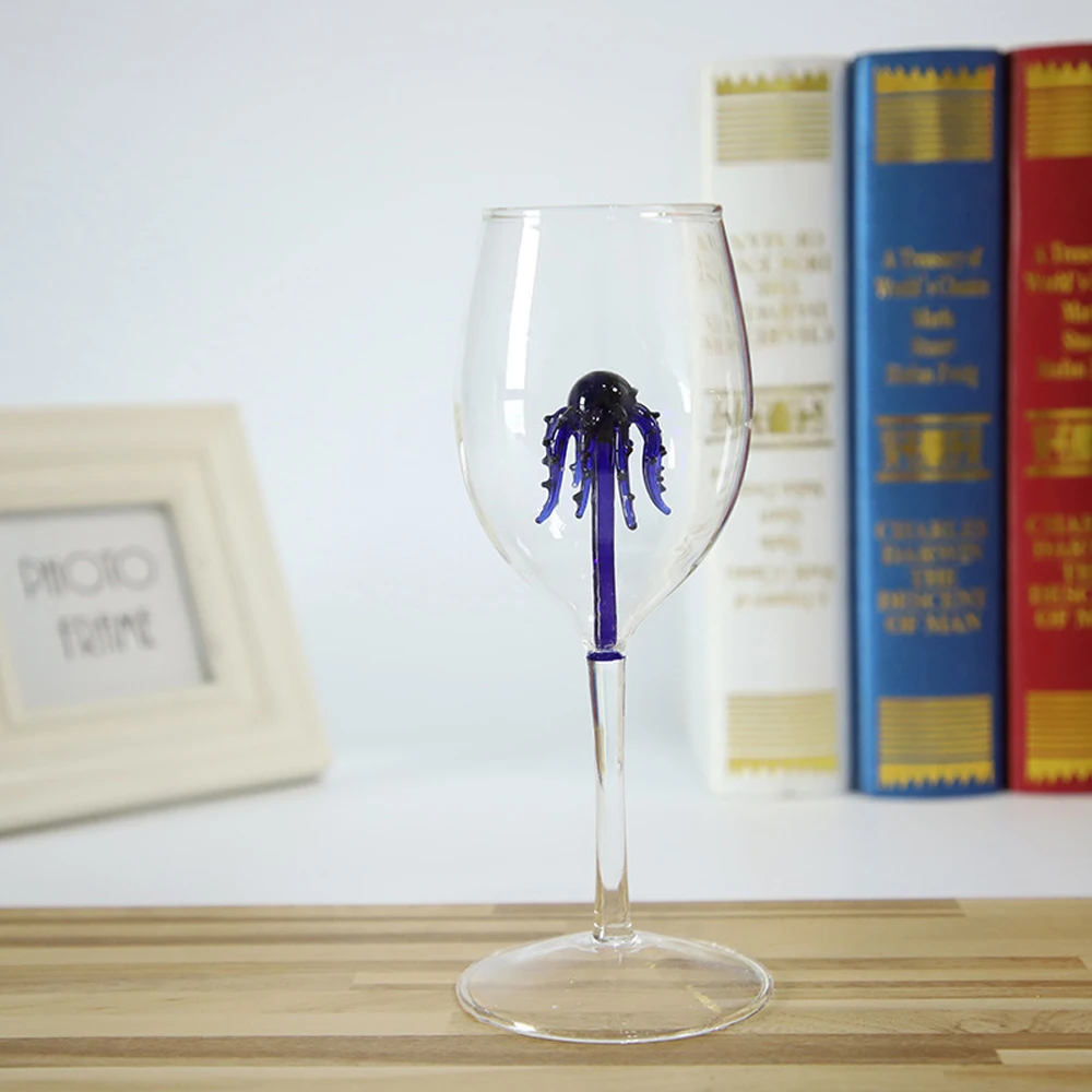 Blue Octopus Wine Glass