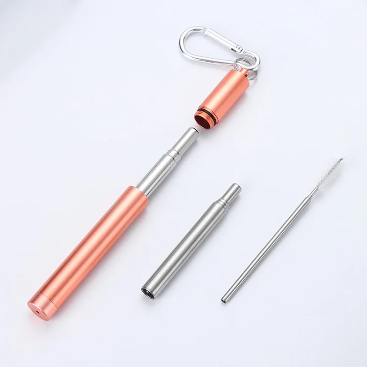 
amazon best sellers Portable Stainless Steel Telescopic Drinking Straw Adjustable Travel Straw Straw With Brush 