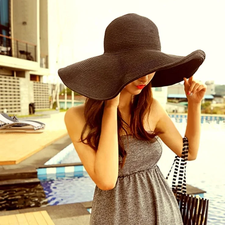 big black beach hat