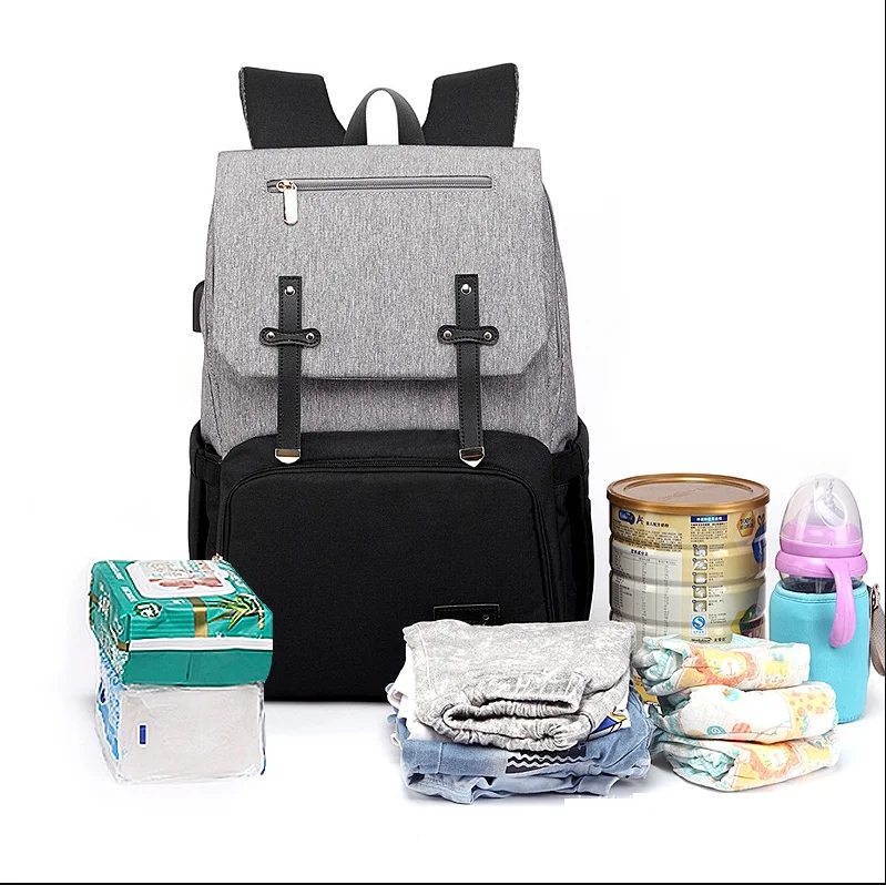 

Custom Multifunction USB Outdoor Travel Waterproof Maternity Nappy Baby Care Bag Diaper Baby Changing Backpack, As the picture shown