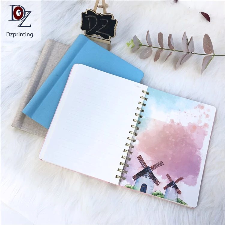 product-Dezheng-Elegant A5 Pink Linen Customized Binder Hardcover Spiral Planner-img-2