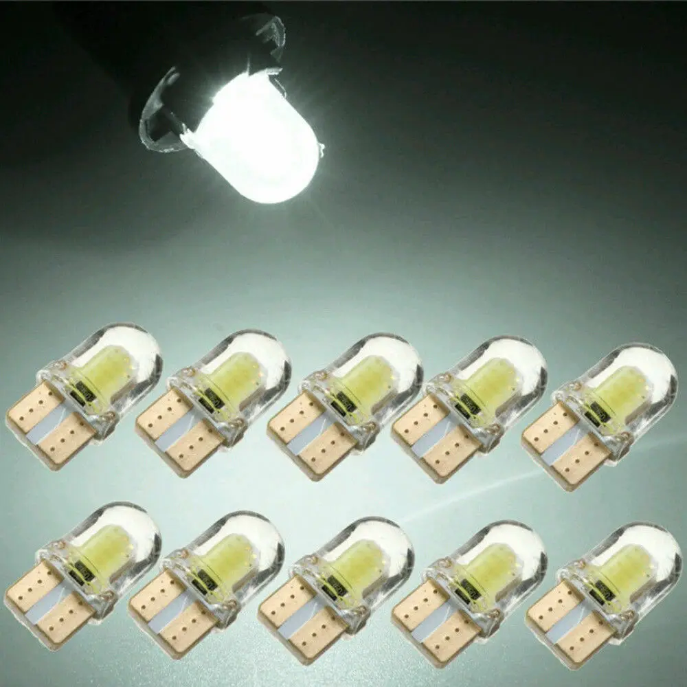 10Pack 7 Colors  DC12V LED T10 194 168 COB LED Light Bulb W5W 8SMD Silica Bright For CANBUS Car License Lamp