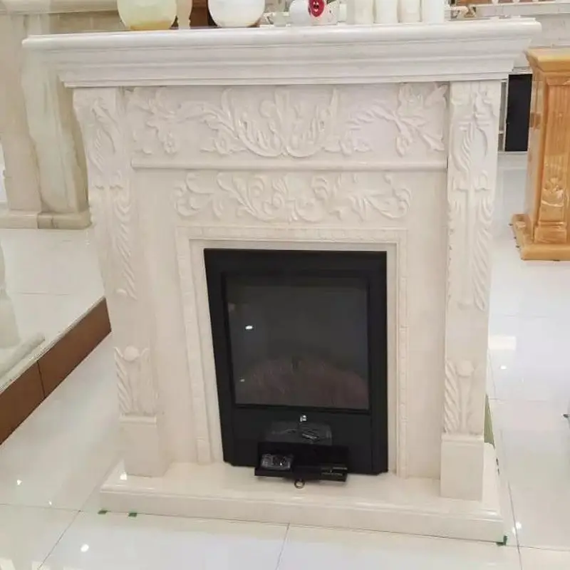 Blanco Pulido Mármol Chimeneas Eléctricas - Buy Mármol Chimeneas
