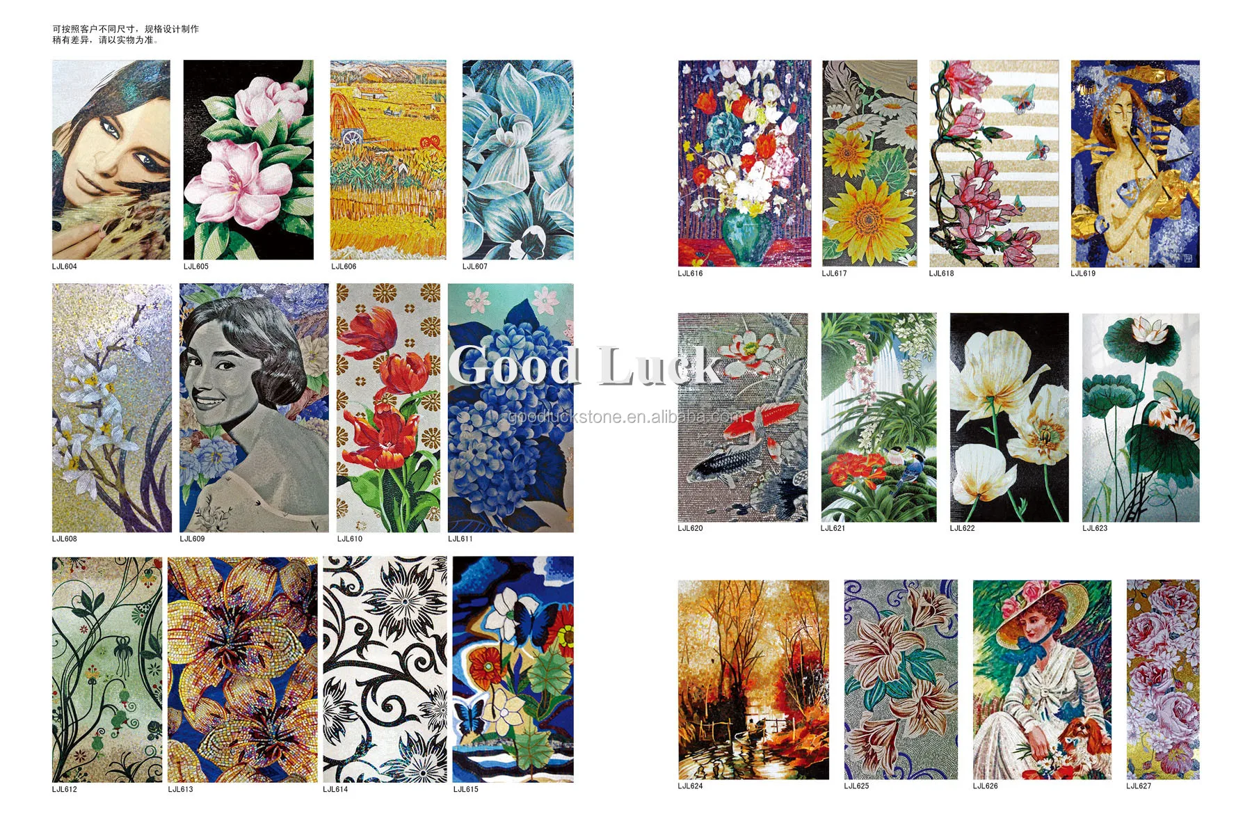 Colourful Handmade Flowers and Bird Marble Artistic Mosaic Painting Mural for Wall factory