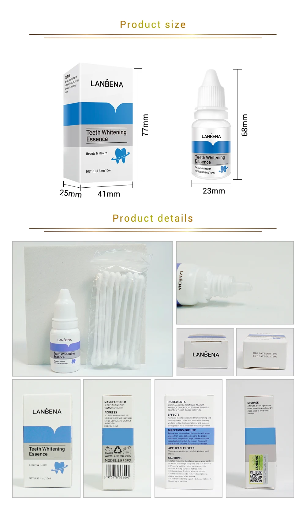 LANBENA blanchiment des dents portable essence liquide en gros