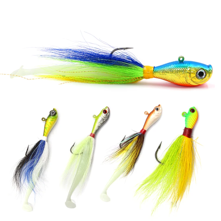 amazon fishing lures bucktail jigs kmucutie 5 pcs Saltwater or Freshwater Bait,for bass flounder fluke Striper Lure (All White Color, 0.25 OZ) : Sports & Outdoors Once you fish it Fishing Fluke Lure Bait Buck
