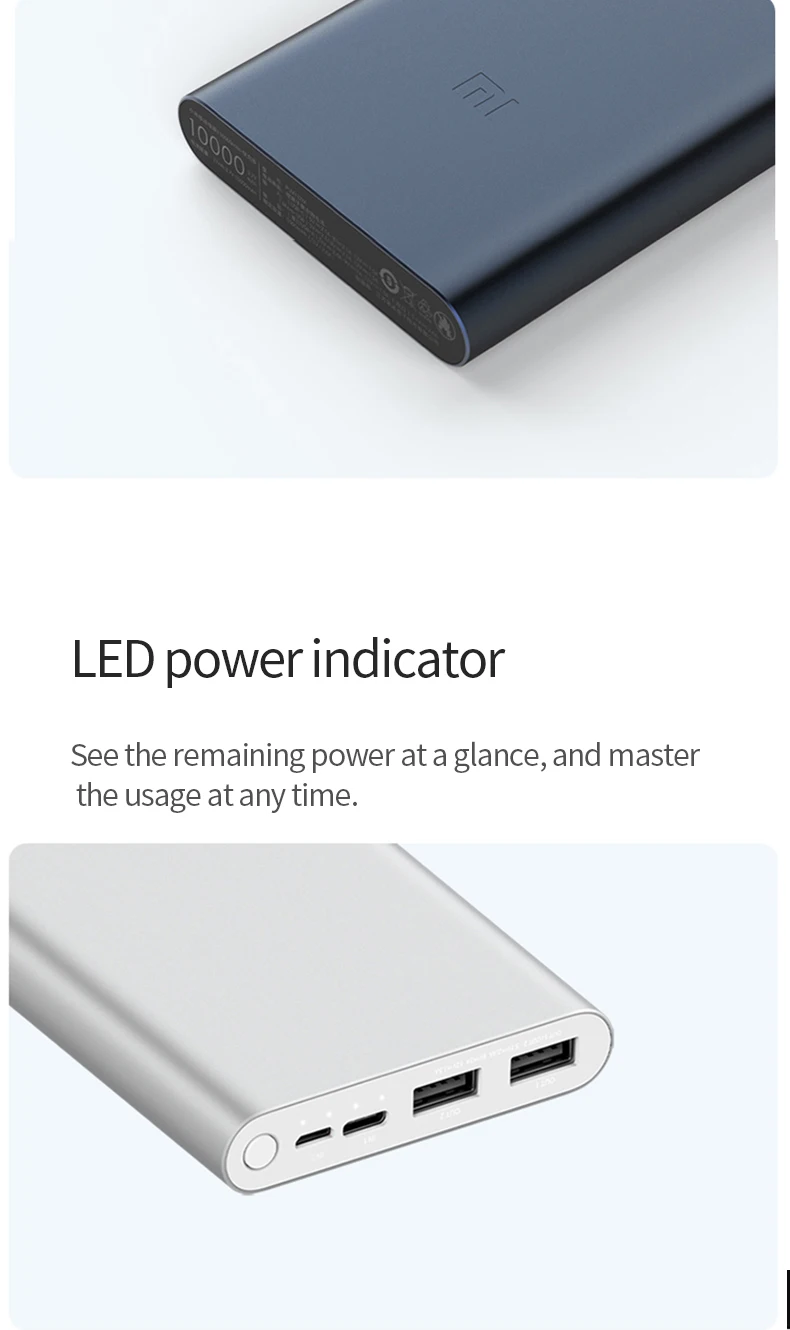 Xiaomi Mi 10000mAh Power Bank 3 External Battery Bank 18W Quick Charge Powerbank 10000 with USB Type C - ANKUX.COM
