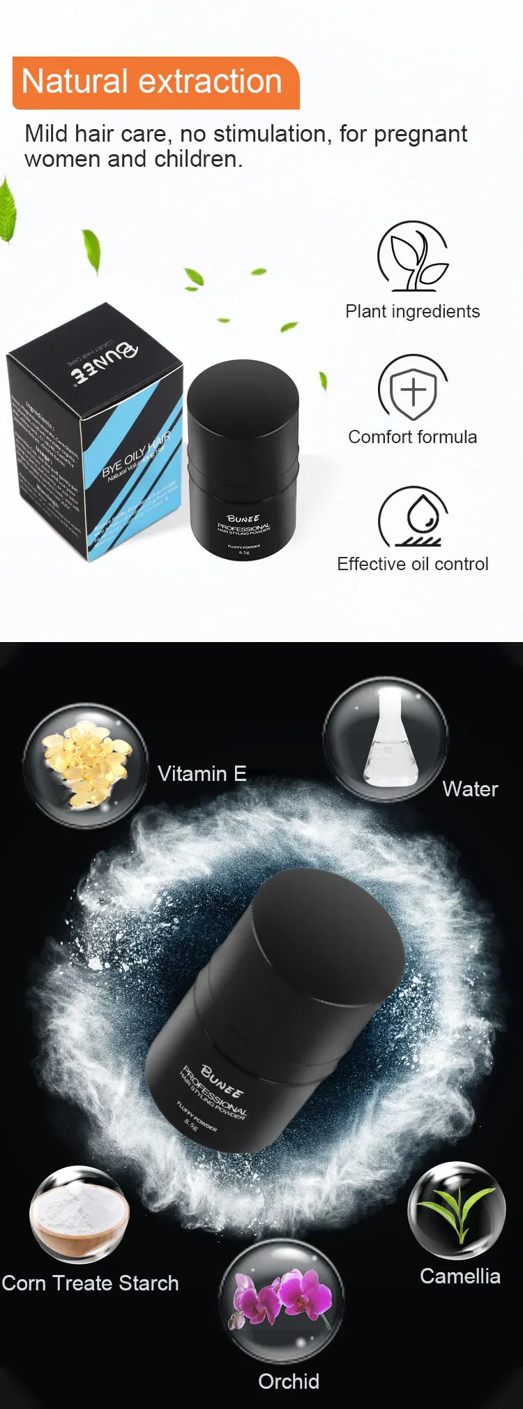 Bunee 8.5g Japan Famous Fluffy Powder Puffs Hair Styling Powder With