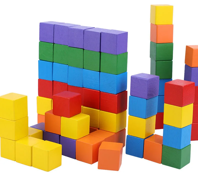 Different Sizes Wooden Cubes Toy Wooden Blocks Cubes Building Blocks ...