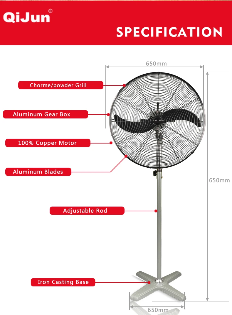 Industrial Standing Fan With 18"/20"/24"/26"30 Inch Heavy Duty