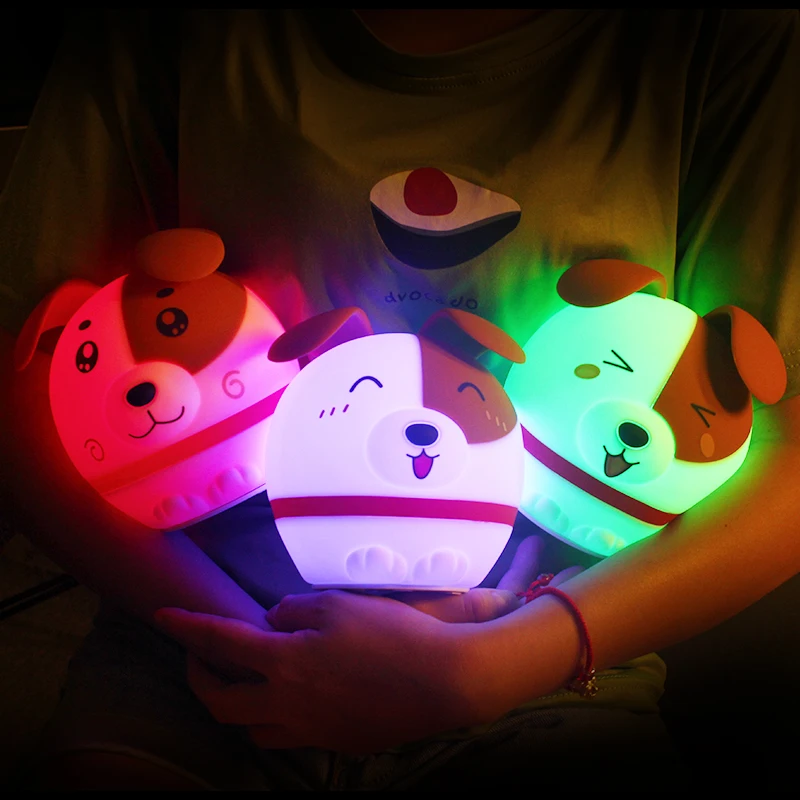 2019 hot sell  kid night light rechargeable bedside eye care led baby silicone animal cartoon night light lamp with 7 colors