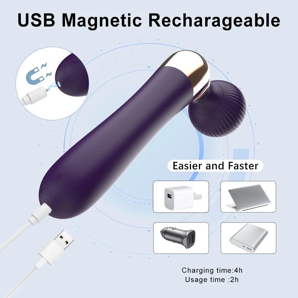New 10 Frequency 5 Speed AV Stick Vibrator USB-Powered G-Spot Gadget for Adult Flirting & Masturbation Vibrator Wand