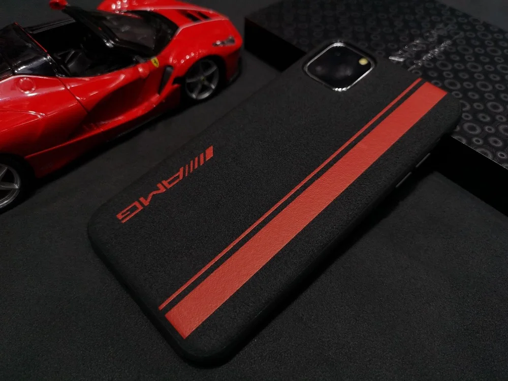 Custom most durable embossed Flipping Fur Suede car logo series mobile phone case plain mobile cover for iphone