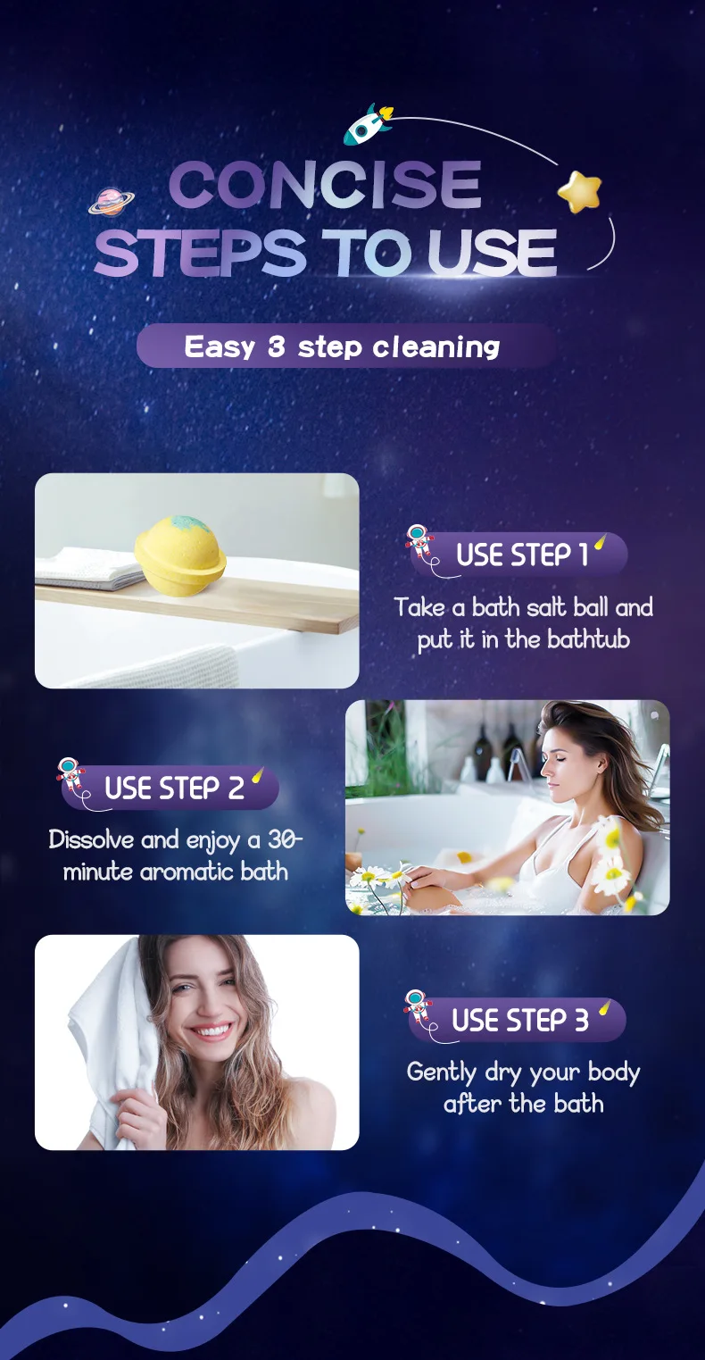 SADOER 120g Full English Planet Bath Salt Ball Natural Rose Lavender Scent Mineral Cross-Border Wholesale for Body Use