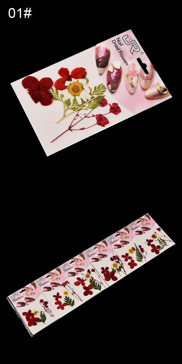 9 Colors Mixed Natural Dry Nail Flowers Wholesale 3d Nail Art