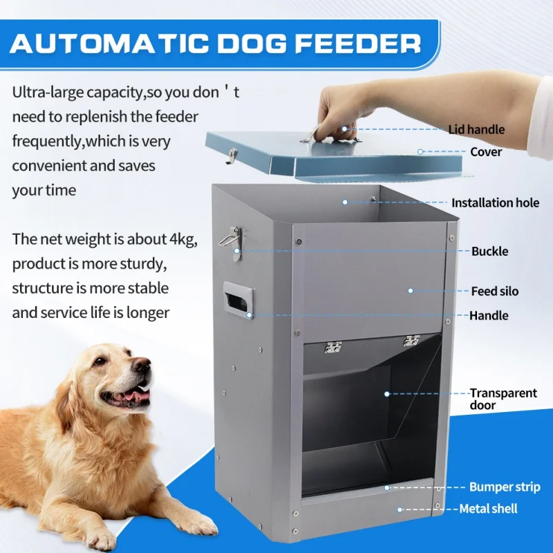 26 lb Galvanized Automatic Dog Feeder Gravity Pet Food Feeder Dog Food ... - Digital Dog Food Dispenser For Outdoor Use