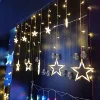 outdoor warm color Stars LED Curtain Color Changing String Lights