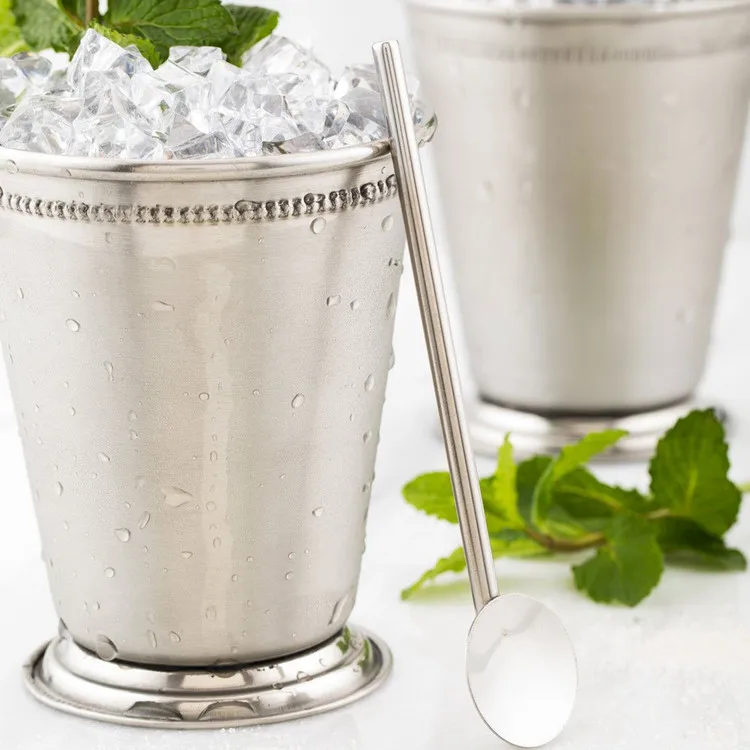 Custom Nickel Plated Beautifully Beaded Trim Edging Cup 12 Oz Moscow Mule Mint Julep Cup