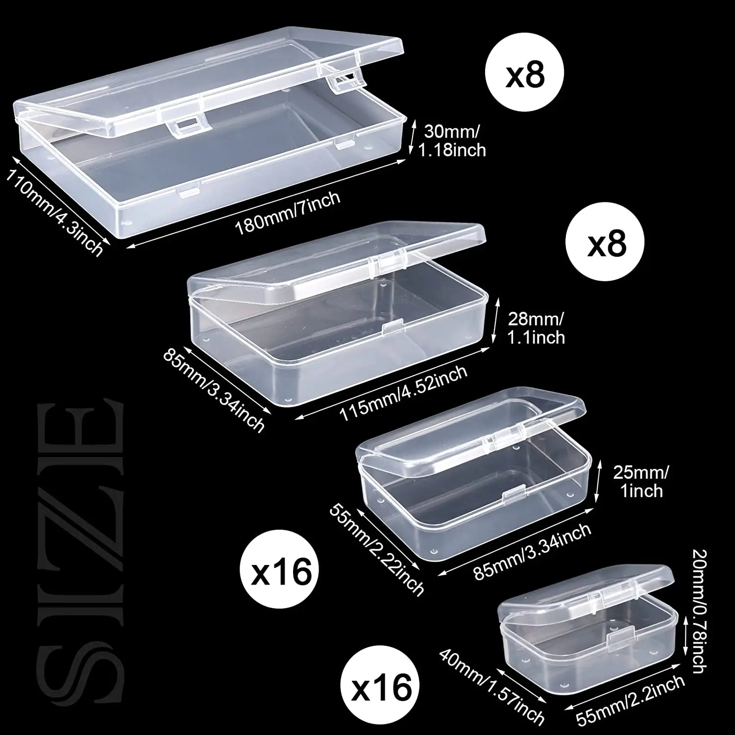 thumbnail image 2 of 10-Pack Clear Plastic Storage Boxes - Small Organizer For Earbuds, Data Cables 2 of 4