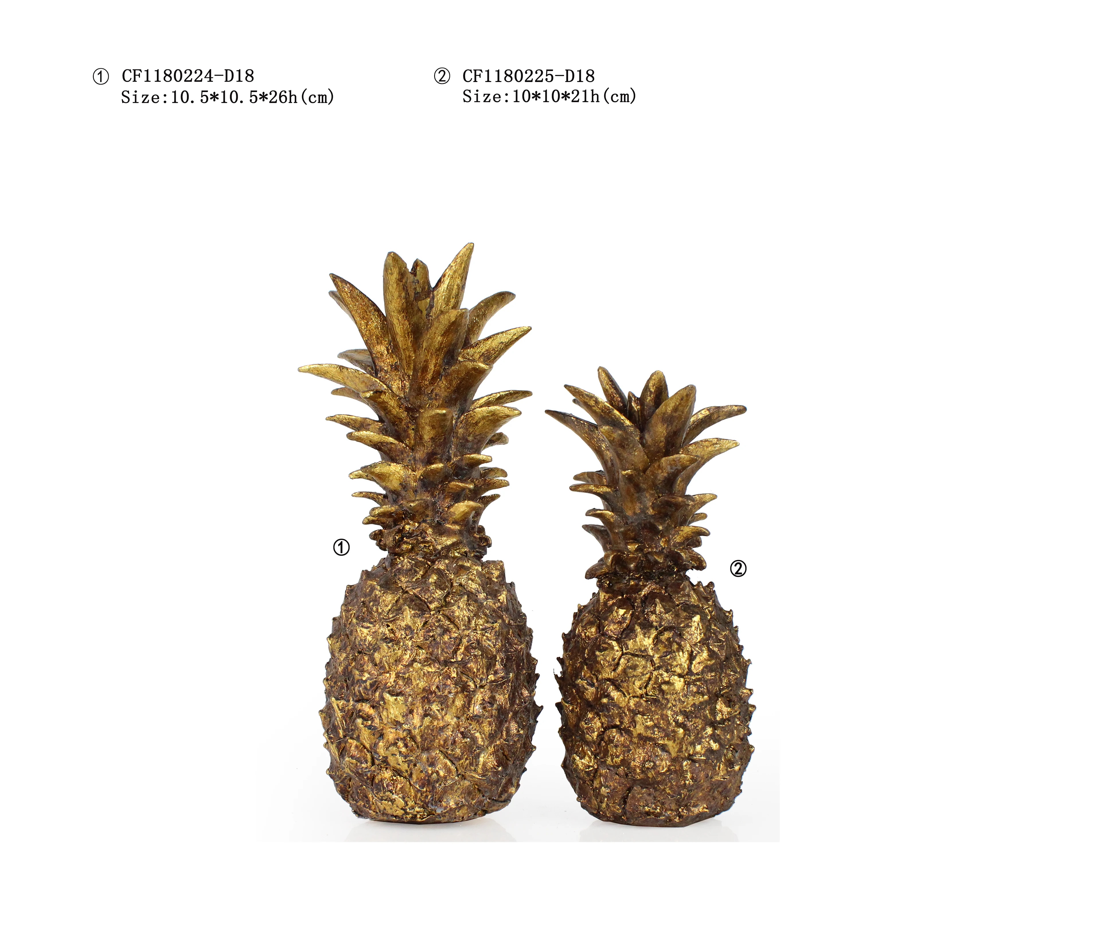 Wholesales 3D Ornaments Resin Decorative Antique Finish Pineapple Object For Tabletop Decor factory