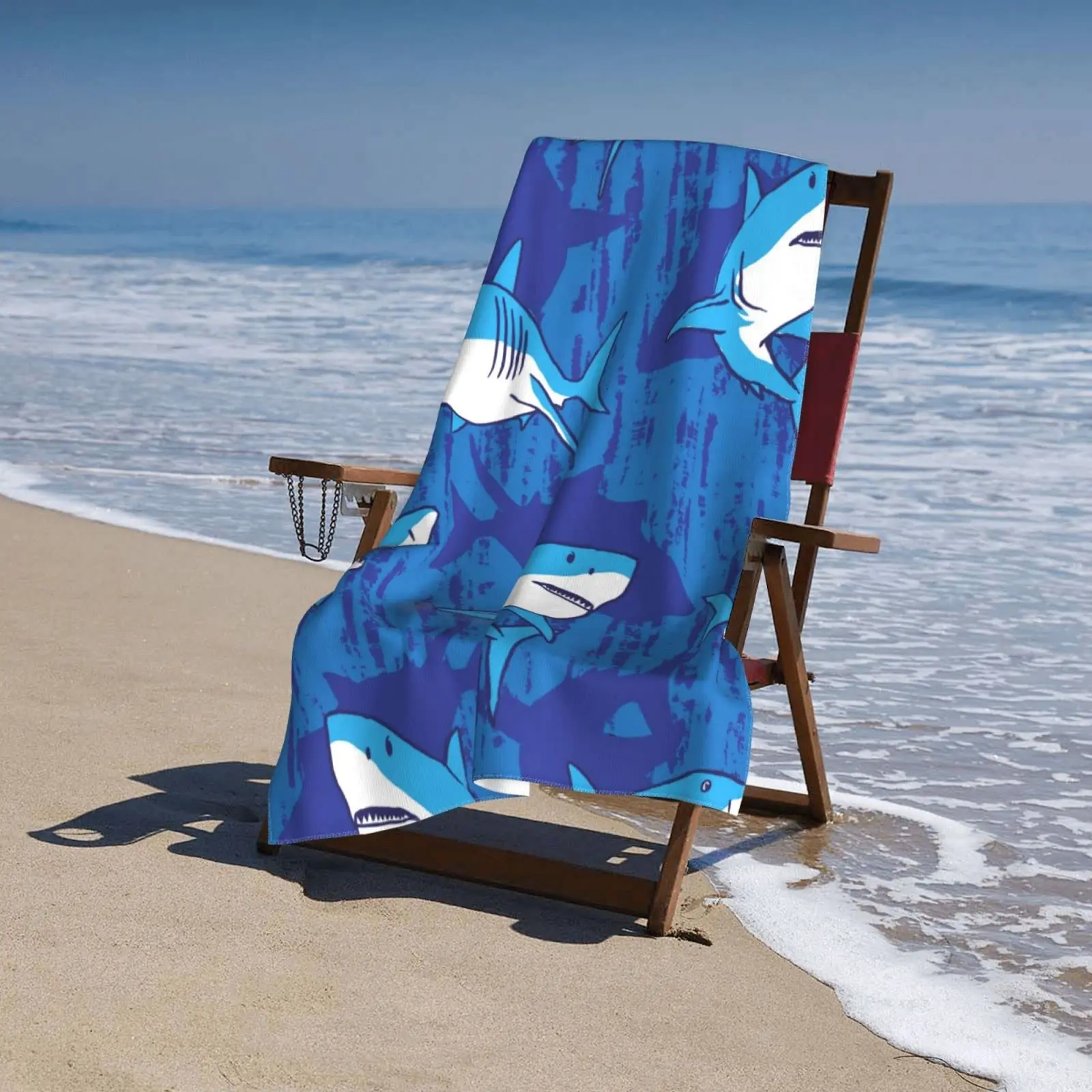 Personalized Shark Beach Towel for Boys Kids Microfiber Oversized Sand-Free Quick Dry Towel 100x180cm Clearance Sale supplier